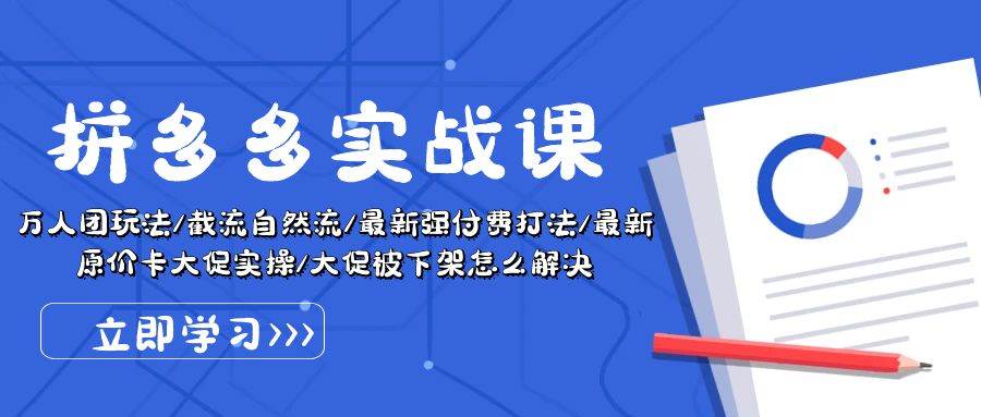 拼多多·实战课：万人团玩法/截流自然流/最新强付费打法/最新原价卡大促..-优创网