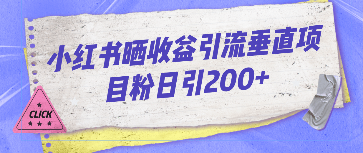 小红书晒收益图引流垂直项目粉日引200+-优创网
