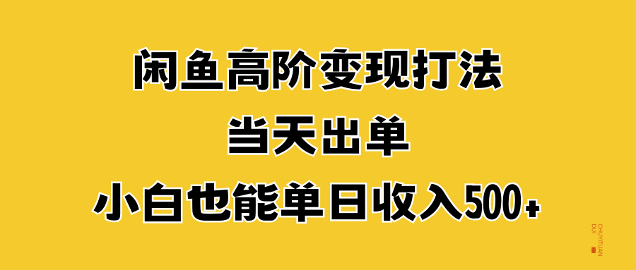 闲鱼高阶变现打法，当天出单，小白也能单日收入500+-优创网