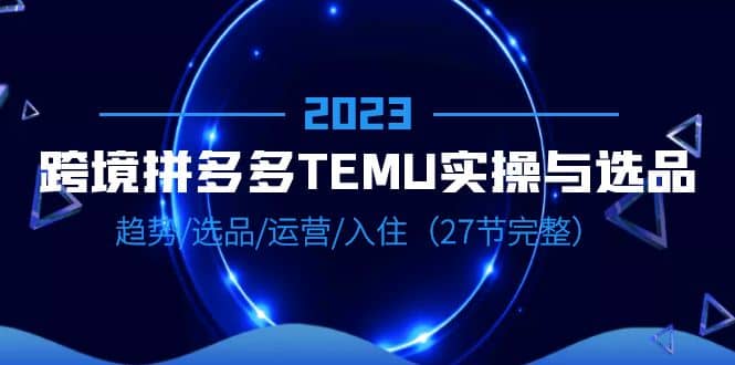 2023跨境·拼多多·TEMU实操与选品，趋势·选品·运营·入住（27节完整）-优创网