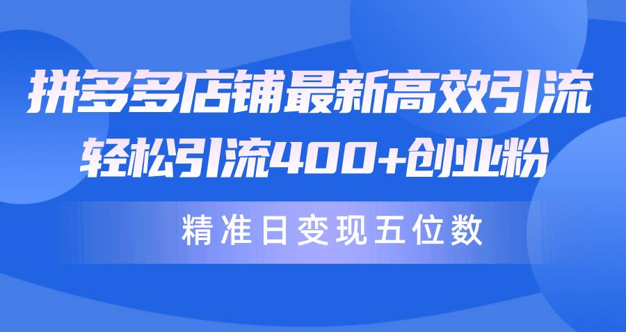 拼多多店铺最新高效引流术，轻松引流400+创业粉，精准日变现五位数！-优创网