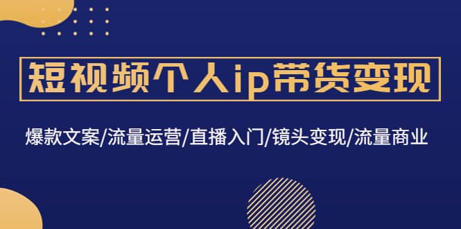 短视频个人ip带货变现：爆款文案/流量运营/直播入门/镜头变现/流量商业-优创网