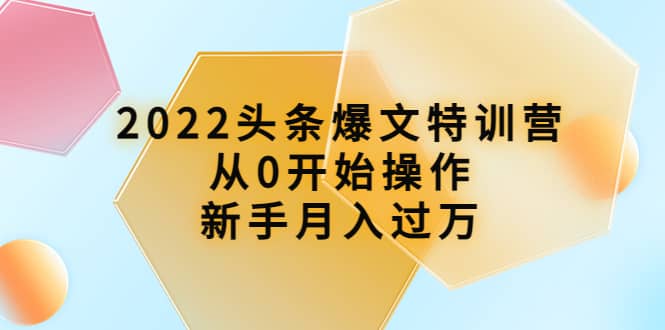 2022头条爆文特训营：从0开始操作，新手月入过万（16节课时）-优创网