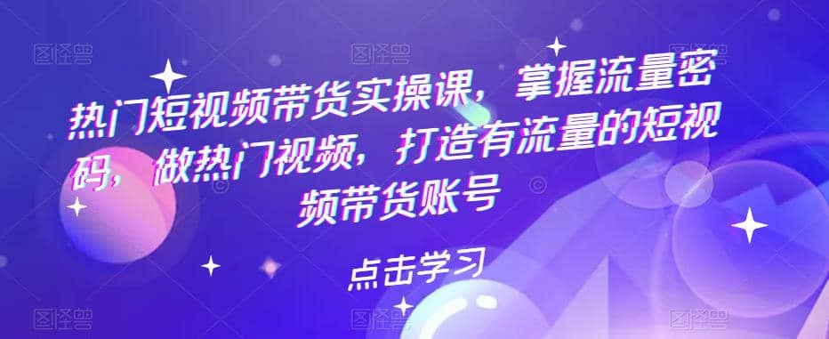 热门短视频带货实战 掌握流量密码 做热门视频 打造有流量的短视频带货账号-优创网