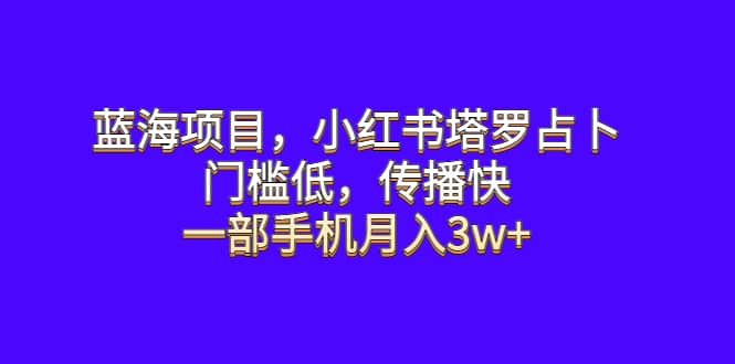 蓝海项目，小红书塔罗占卜，门槛低，传播快，一部手机月入3w+-优创网