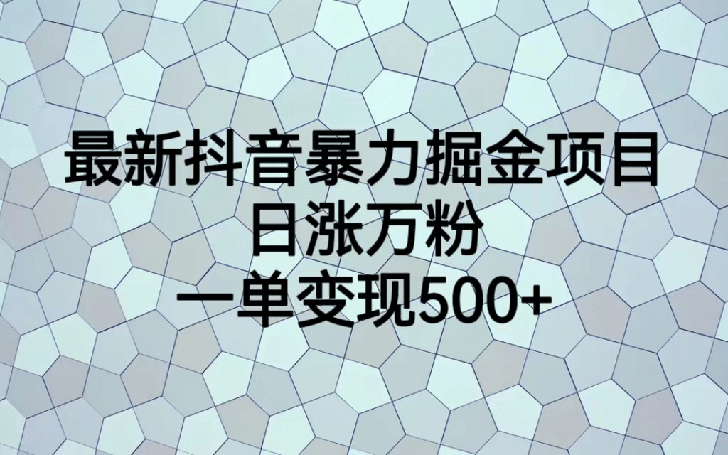 最火热的抖音暴力掘金项目，日涨万粉，多种变现方式，一单变现可达500+-优创网