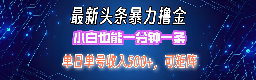 最新头条撸金，小白也能一分钟一条-优创网