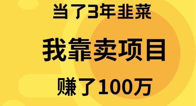 当了3年韭菜，我靠卖项目赚了100万-优创网