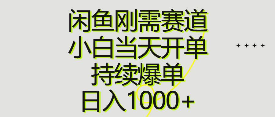 闲鱼刚需赛道，小白当天开单，持续爆单，日入1000+-优创网