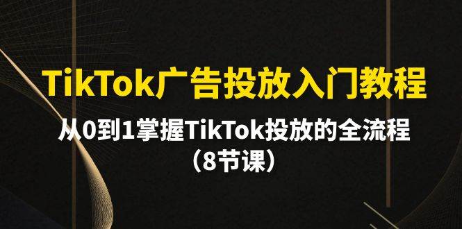 TikTok广告投放入门教程，从0到1掌握TikTok投放的全流程（8节课）-优创网