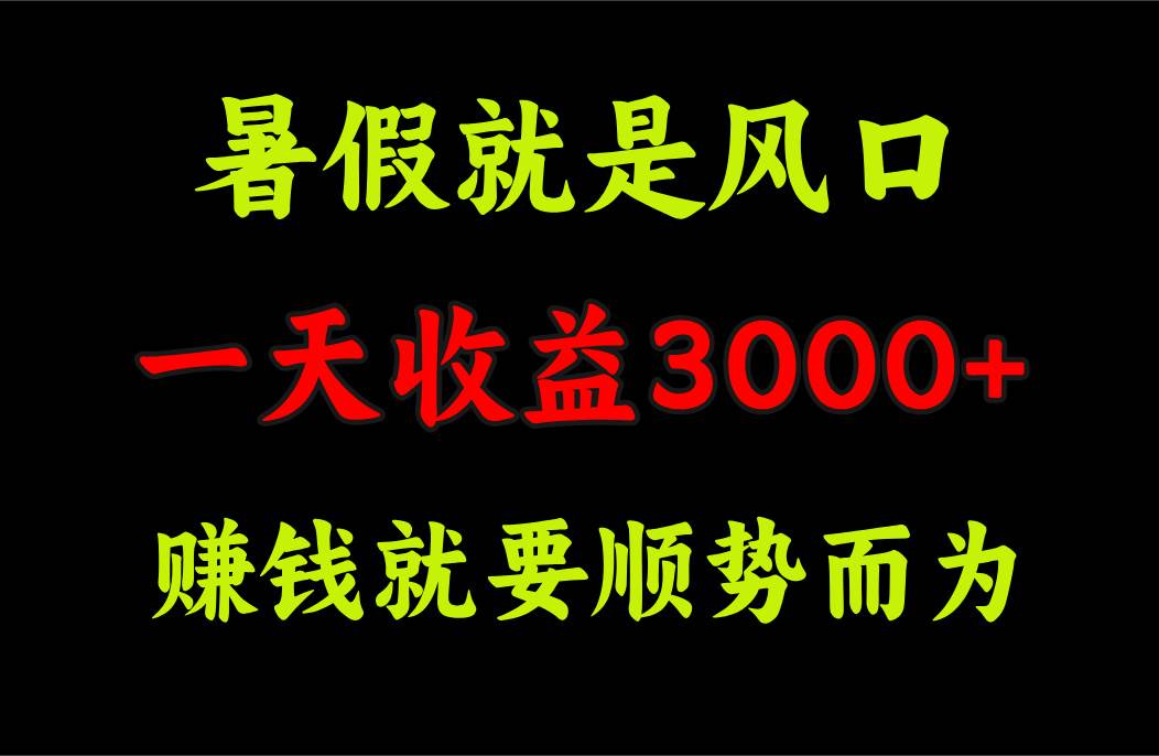 一天收益3000+ 赚钱就是顺势而为，暑假就是风口-优创网