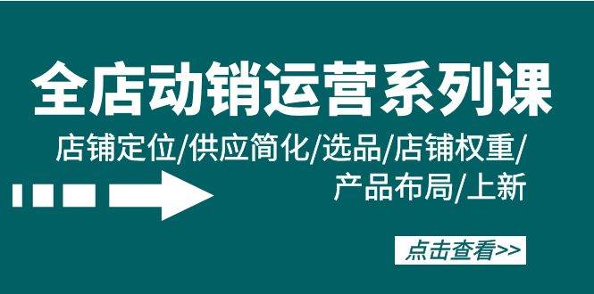 全店·动销运营系列课：店铺定位/供应简化/选品/店铺权重/产品布局/上新-优创网