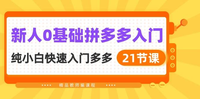 新人0基础拼多多入门，纯小白快速入门多多（21节课）-优创网