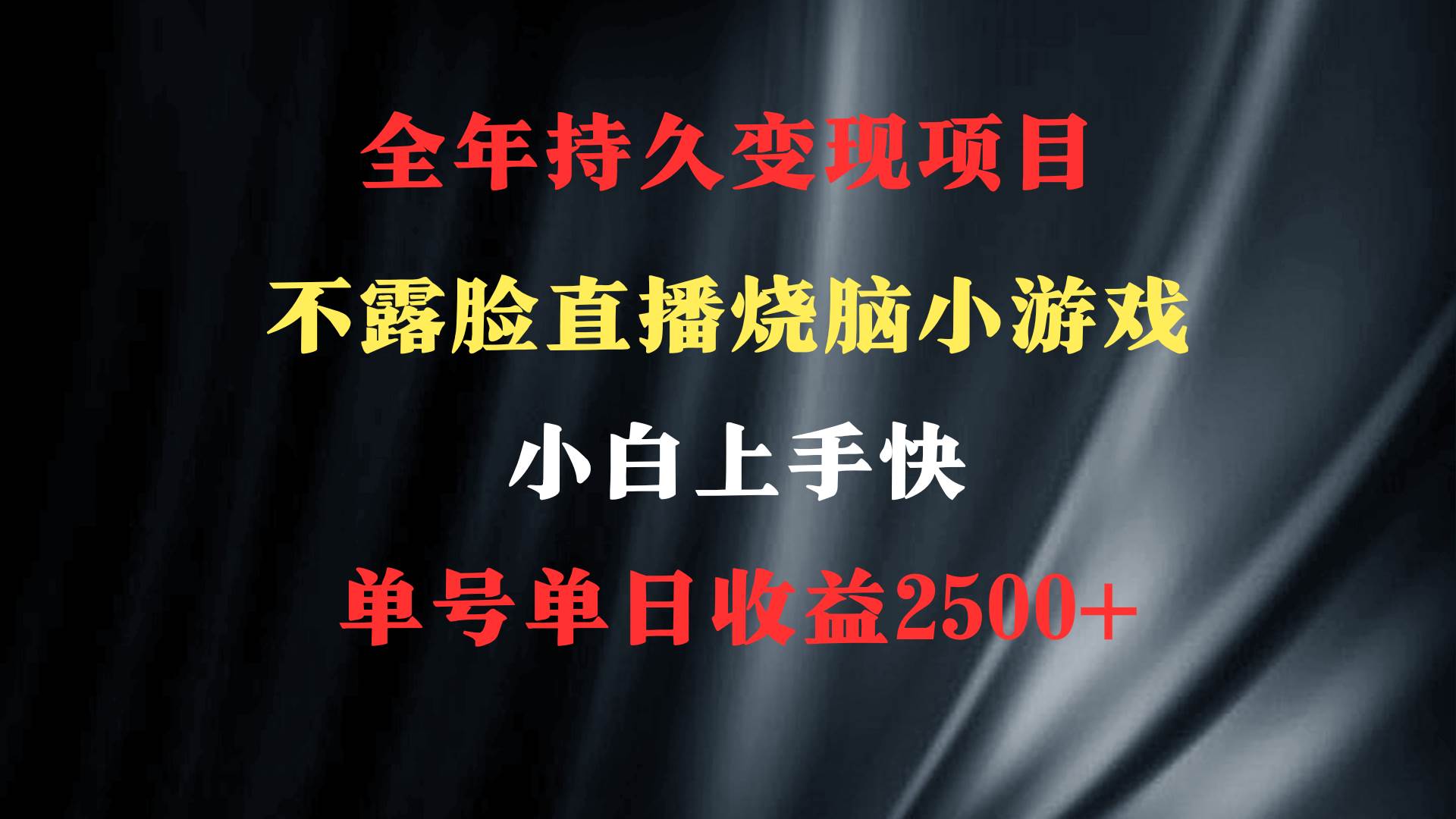 2024年 最优项目，烧脑小游戏不露脸直播  小白上手快 无门槛 一天收益2500+-优创网