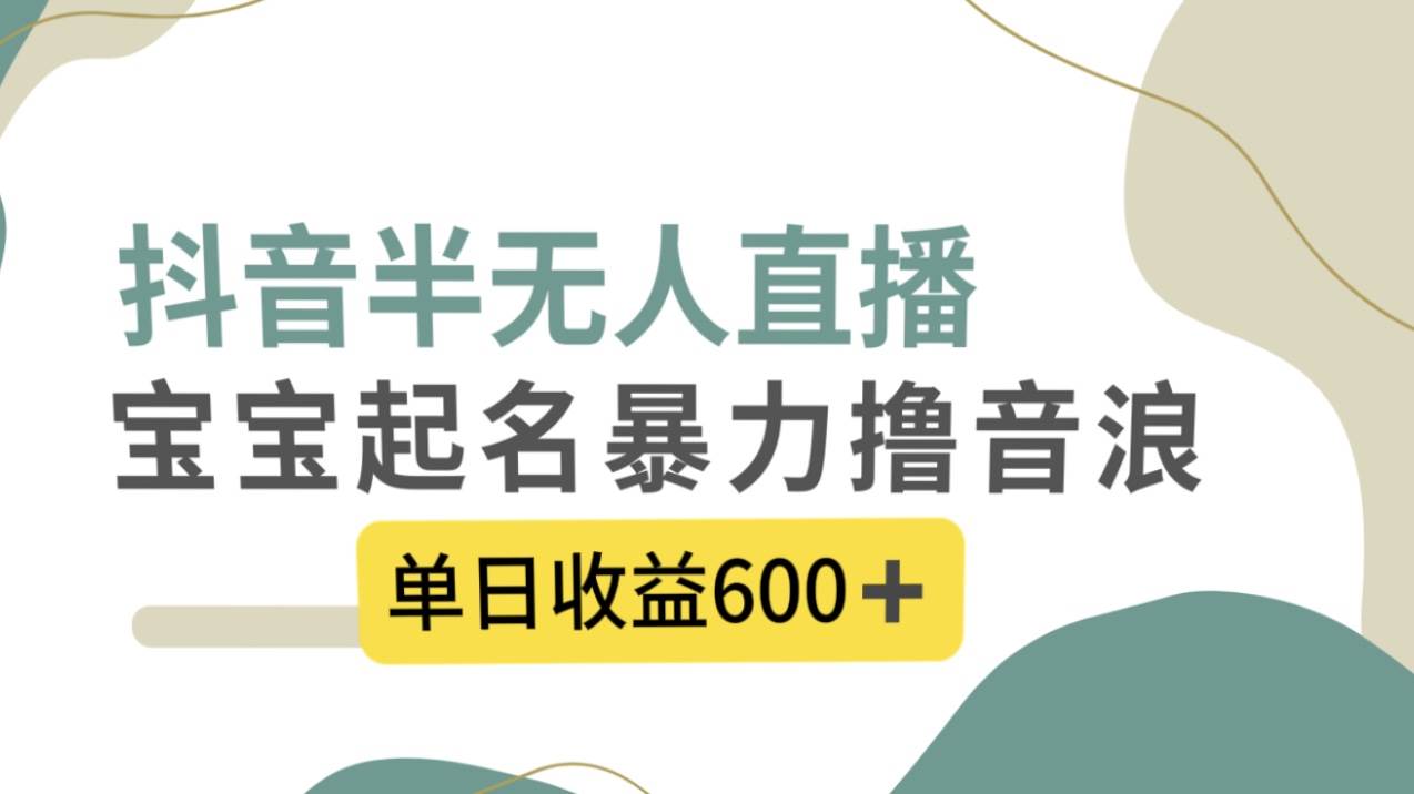 抖音半无人直播，宝宝起名，暴力撸音浪，单日收益600+-优创网