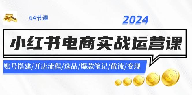 2024小红书电商实战运营课：账号搭建/开店流程/选品/爆款笔记/截流/变现-优创网