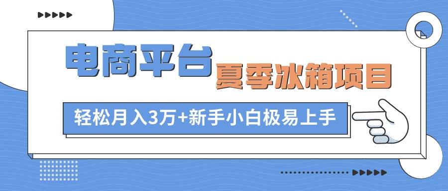 电商平台夏季冰箱项目，轻松月入3万+，新手小白极易上手-优创网