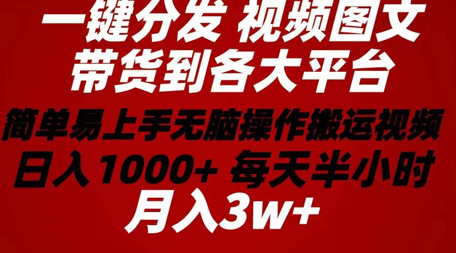 2024年 一键分发带货图文视频  简单易上手 无脑赚收益 每天半小时日入1…-优创网