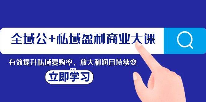 全域公+私域盈利商业大课，有效提升私域复购率，放大利润且持续变现-优创网