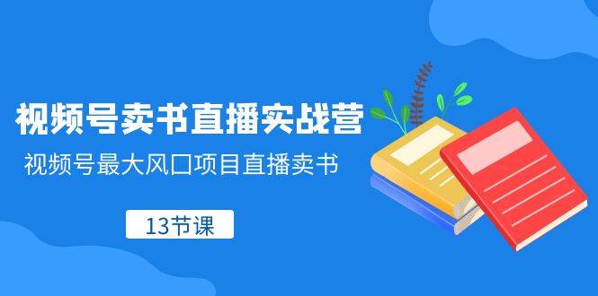 视频号-卖书直播实战营，视频号最大风囗项目直播卖书（13节课）-优创网