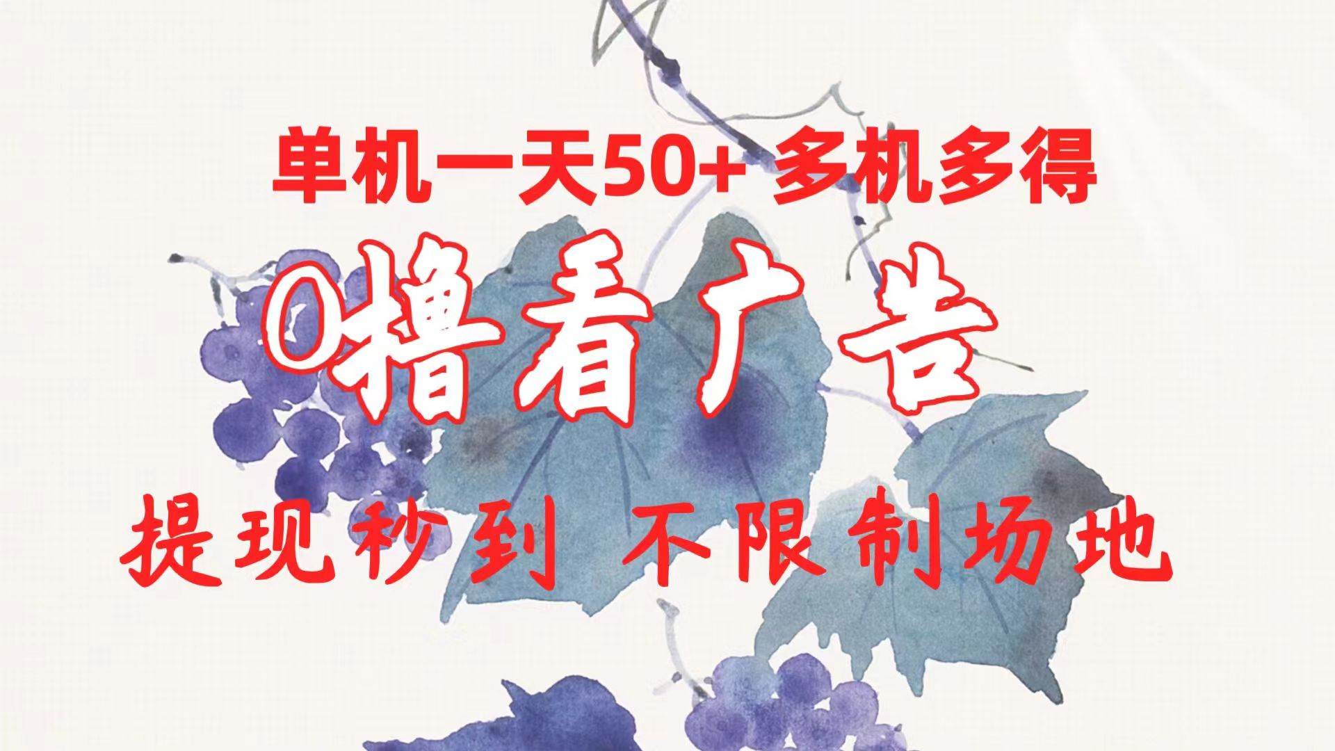 0撸看广告 单机一天50+多机多得 提现秒到 不限制场地操作-优创网