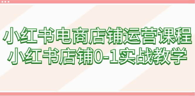 小红书电商店铺运营课程，小红书店铺0-1实战教学（60节课）-优创网