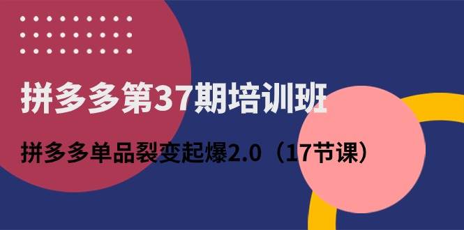 拼多多第37期培训班：拼多多单品裂变起爆2.0（17节课）-优创网