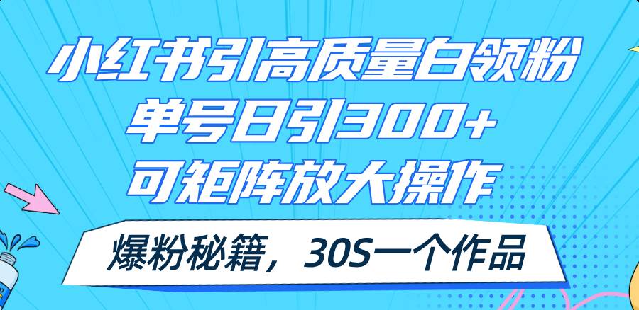 小红书引高质量白领粉，单号日引300+，可放大操作，爆粉秘籍！30s一个作品-优创网