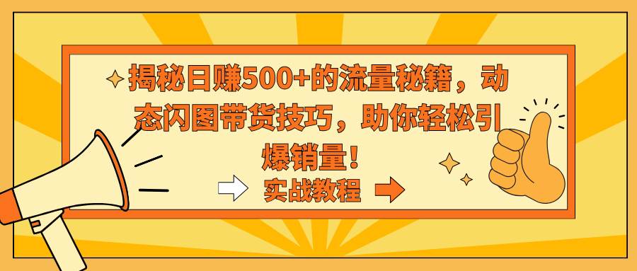 揭秘日赚500+的流量秘籍，动态闪图带货技巧，助你轻松引爆销量！-优创网