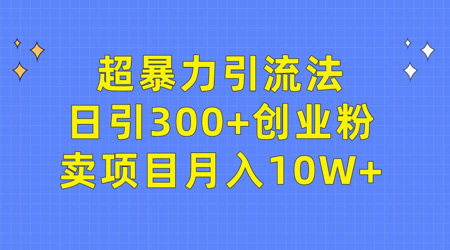 超暴力引流法，日引300+创业粉，卖项目月入10W+-优创网