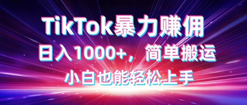 TikTok搬运暴力赚佣，日入1000+，简单搬运，小白也能轻松上手-优创网