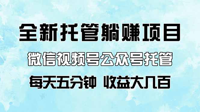 全新托管躺赚项目，微信视频号公众号托管代运营，每天五分钟，收益大几百-优创网