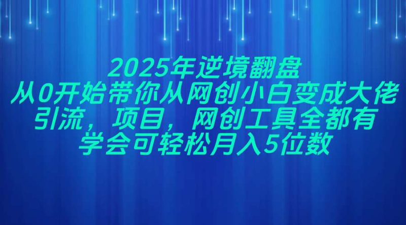 2025年逆境翻盘，从0开始带你从网创小白变成大佬，引流，项目，网创工…-优创网