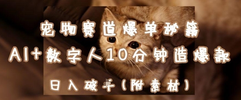 宠物赛道爆单秘籍：AI+数字人10分钟造爆款，日入1k-优创网